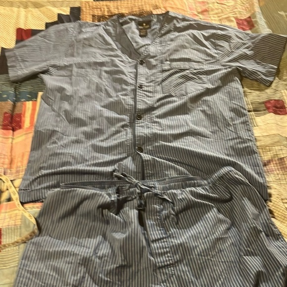 Stafford 2 piece pajama set short and shorts L sleepwear cotton blend - Picture 2 of 7